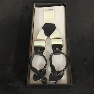 MEN'S FERRECCI SOLID OFF WHITE BUTTON END SUSPENDERS.